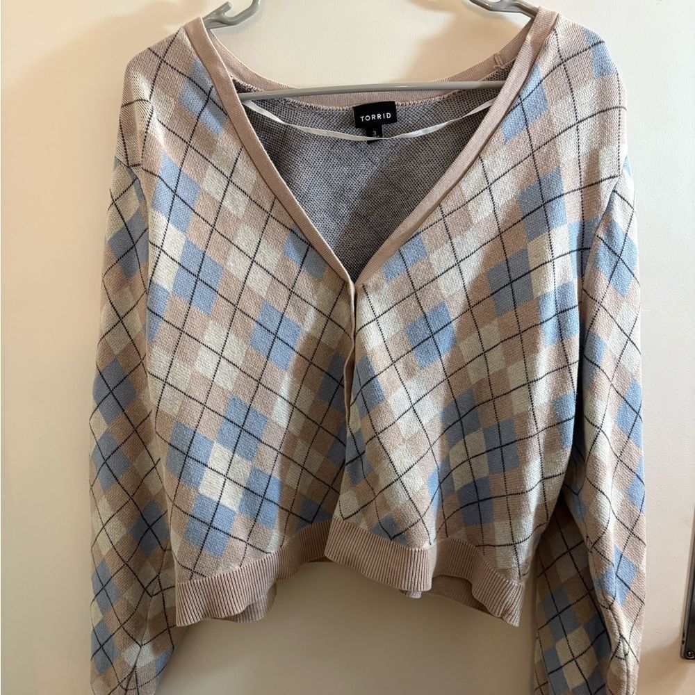 Women’s 3x argyle cardigan